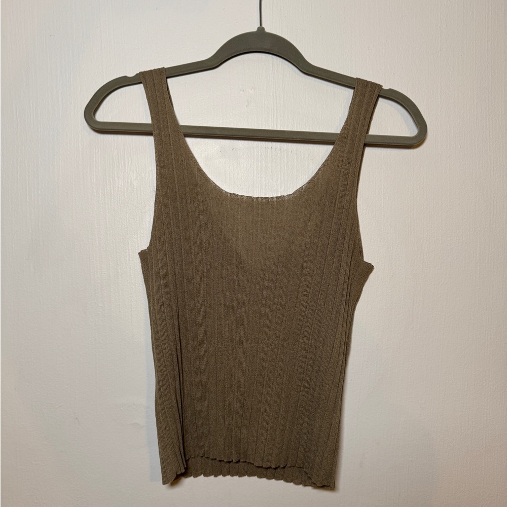 Oak + Fort Ribbed Knit Tank - S - Brown/Taupe